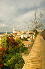 Naklejka na ściany i meble Panoramic view of Girona, Catalonia, Spain.