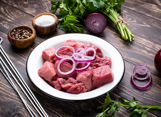 Ingredients for cooking shish kebab or shashlik