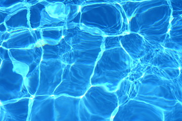 Surface of blue swimming pool,background of water in swimming pool. Water background blue.