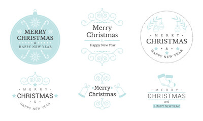 Merry Christmas & Happy New Year , typography set. Text design card.