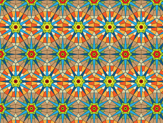 Seamless Floral Pattern In Arabic Style Based On Hexagon. Background For Textile And Design Solutions