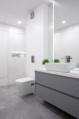 Naklejka na ściany i meble Elegant gray and white bathroom