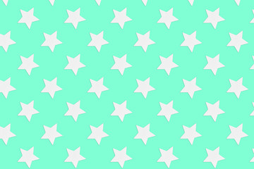 seamless pattern of white stars, aqua menthe background, repeating elements