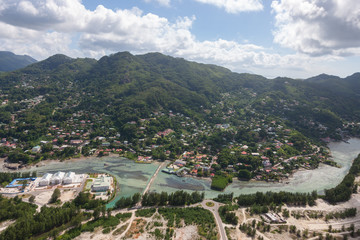 Fototapeta na wymiar Aerial view of Victoria city, capital of Seychelles
