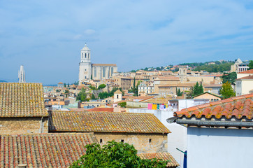 Panoramic view of Girona, Catalonia, Spain.