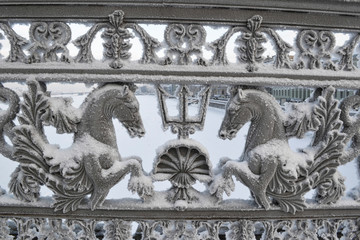 Rime on a bridge. St.Petersburg