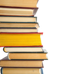 Collection of different books isolated on white