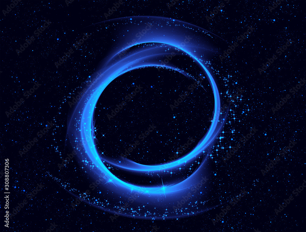 Wall mural glowing circle and stars in outer space