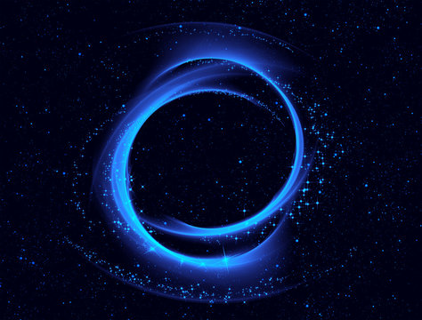 Glowing circle and stars in outer space