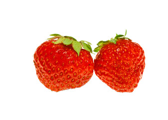 Fresh strawberries isolated on a white background.