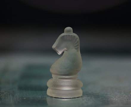 glass chess pieces close up