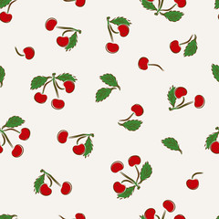 Cherry seamless pattern. Berries background