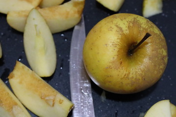 close up apples and knife