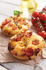 Traditional italian appetizer close up - Focaccia