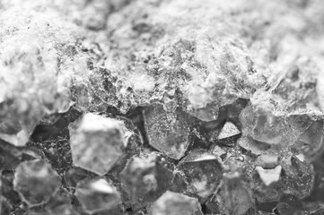 Grey crystals.  black and white Background for projects. Black-and-white photography