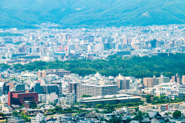 View of Kyoto City from the stage of Shogunzuka Seiryuden in Yamashina-ku, Kyoto, Japan