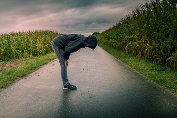 Woman bending over to search something