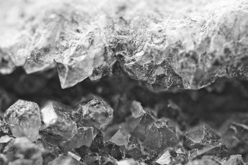 Grey crystals.  black and white Background for projects. Black-and-white photography