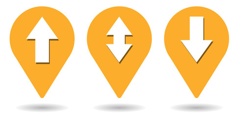 Location pins for arrow up, arrow down and bidirectional arrow