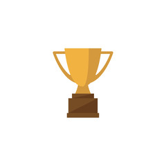 Cup trophy golden cartoon isolated vector icon. Champion award colorful symbol.