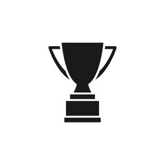 Cup trophy black isolated vector icon. Champion award glyph symbol.