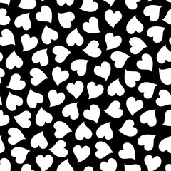 Black and white background with hearts seamless pattern. Love. Valentine's Day background
