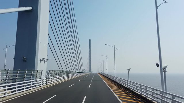 Morning view of the famous Hong Kong - Zhuhai - Macau Bridge