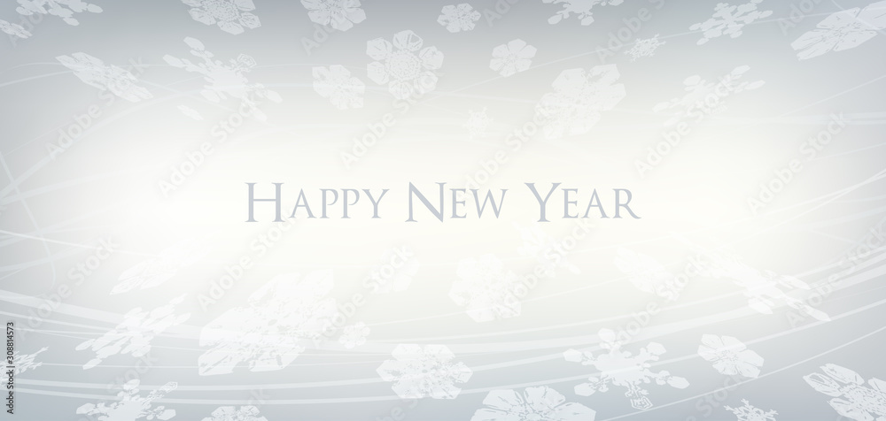 Poster Simple gray New Year background with snowflakes. Minimal vector pattern of card