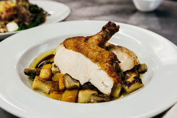 Baked Chicken Over Summer Squash