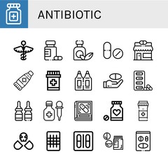 Set of antibiotic icons