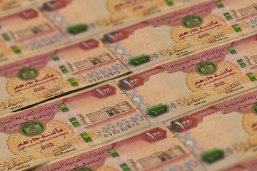AED. Currency of United Arab Emirates background. Money of UAE. Dirhams