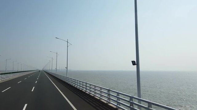 Morning view of the famous Hong Kong - Zhuhai - Macau Bridge