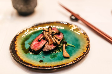 Wagyu Beef with Mushrooms in Sauce