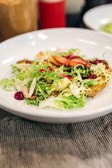 Fresh salad with lobster claw
