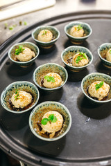 Chef preparing brown sugar ice cream with candied chestnut