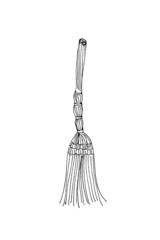This is a broom for cleaning the premises. Isolated on a white background. Stock vector illustration. Black and white graphics.