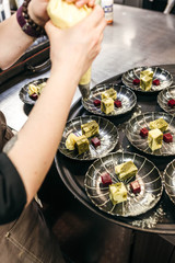 Plating Matcha Poundcake with Raspberries