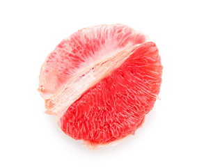 Piece of fresh grapefruit on white background