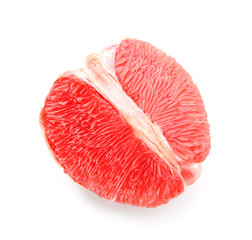 Piece of fresh grapefruit on white background