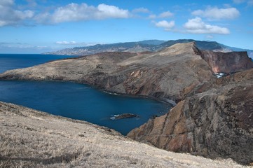 sunny landscape in Ponta de Sao Lourenco, island of Madeira