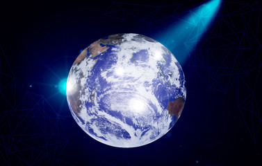 illuminated globe and network global networking concept