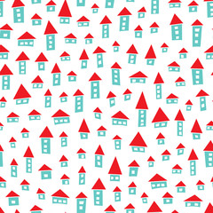 Colorful small houses seamless pattern