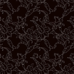 seamless pattern in classic style, isolate on a white background, baroque ornament