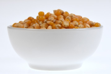 bowl of corn isolated on white