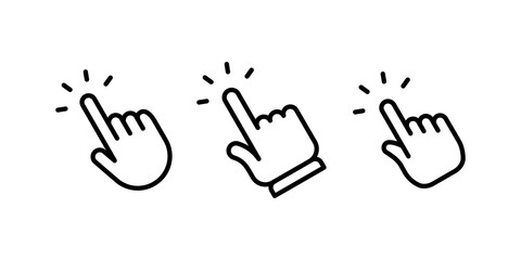 Hand click icon collection. Clicking hands vector icons set.