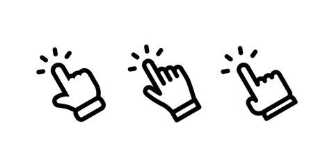 Hand click icon collection. Clicking hands vector icons set.
