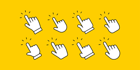 Hand click icon collection. Clicking hands vector icons set.