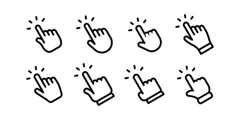 Fototapeta premium Hand click icon collection. Clicking hands vector icons set.