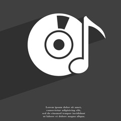 CD or DVD icon symbol Flat modern web design with long shadow and space for your text. 