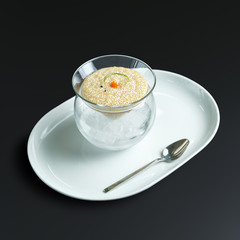 Dishes of traditional Russian cuisine. Restaurant serving. Black background.